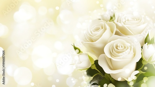 Elegant White Roses, Soft Background