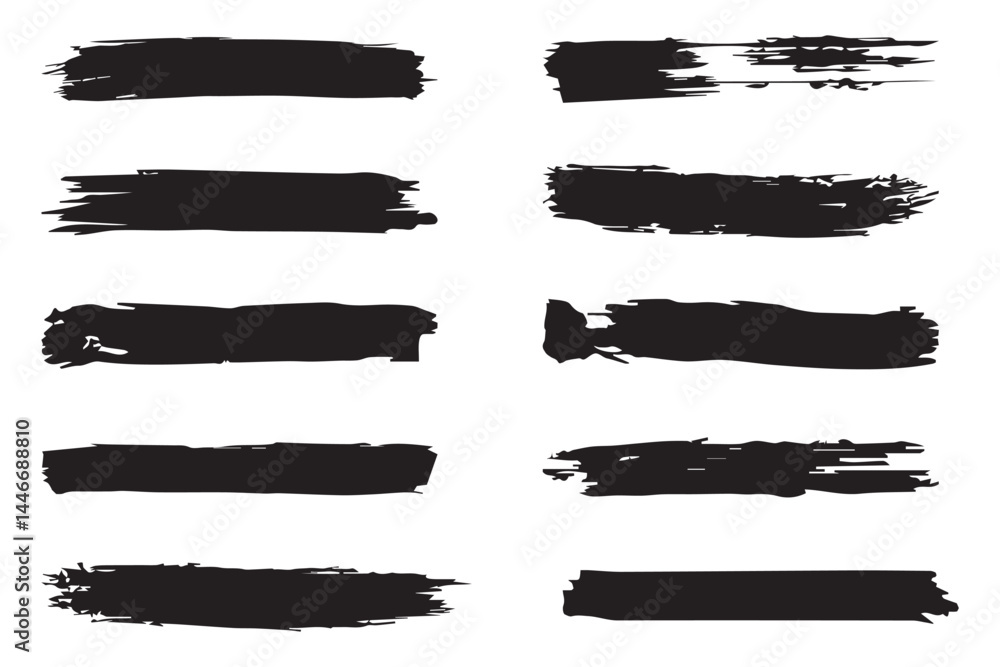 Collection of vector paint brush strokes, hand drawn brush stroke textures set. Collection of vector paint brush strokes, hand drawn brush stroke textures set.