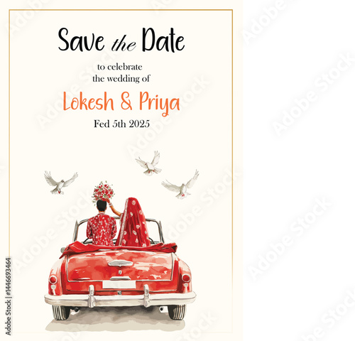 Beautiful indian wedding invites with couples 