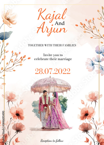 Beautiful indian wedding invites with couples 