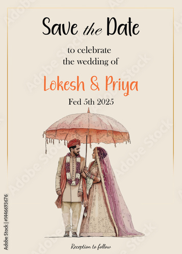 Beautiful indian wedding invites with couples 