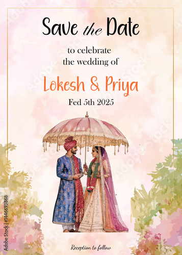 Beautiful indian wedding invites with couples 