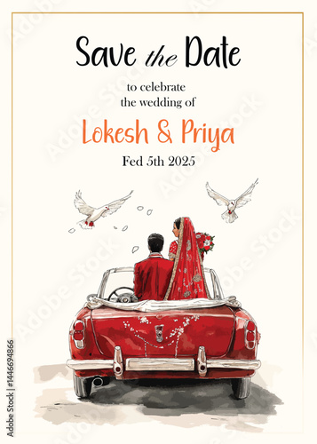 Beautiful indian wedding invites with couples 