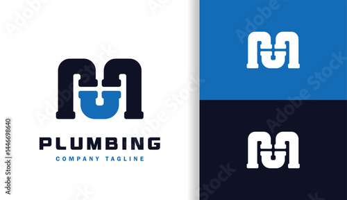 LETTER M WITH PLUMBING LOGO