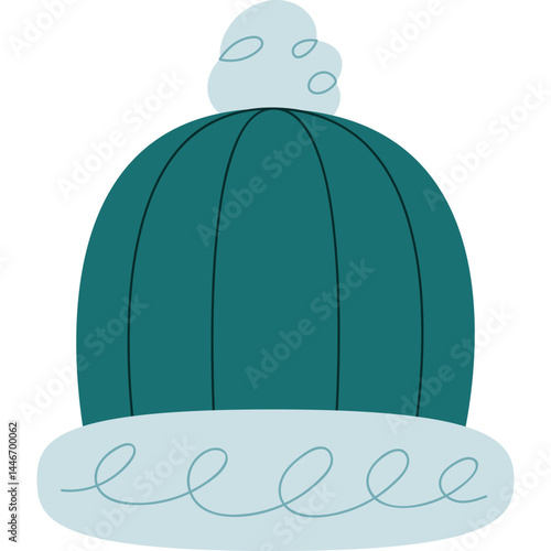 Flat Style Vector Illustration of a Winter Beanie Hat