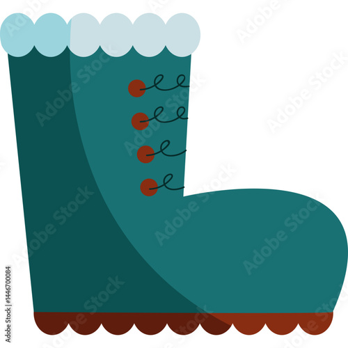 Flat Style Vector Illustration of Winter Boots