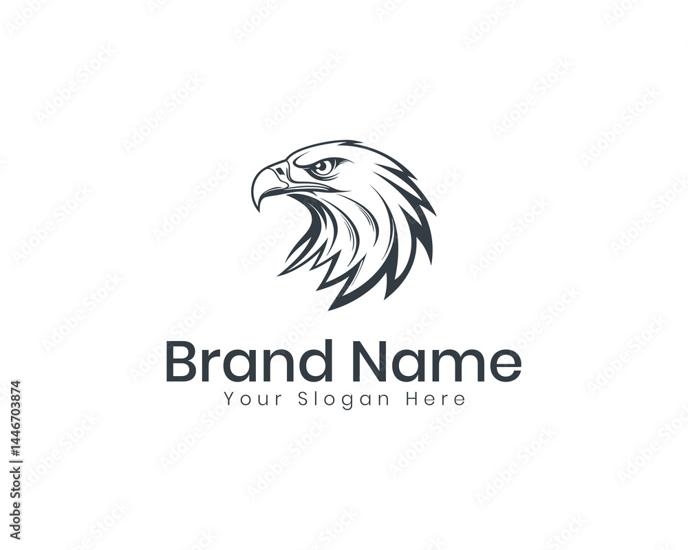 Fototapeta premium Eagle head minimalist logo design concept vector template for brands