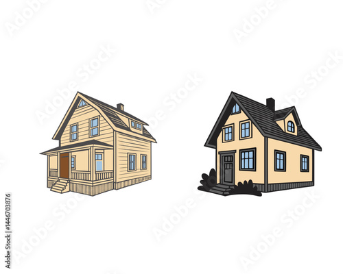 Two house styles vector illustration logos for real estate and construction