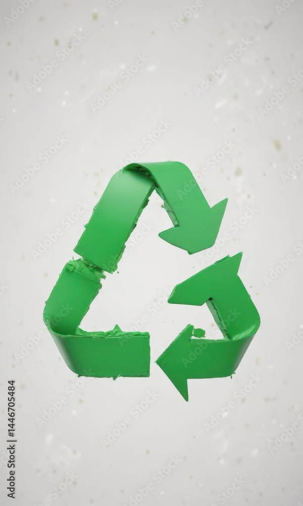 Obraz premium A single, vibrant green recycling symbol on white background , vivid, circular