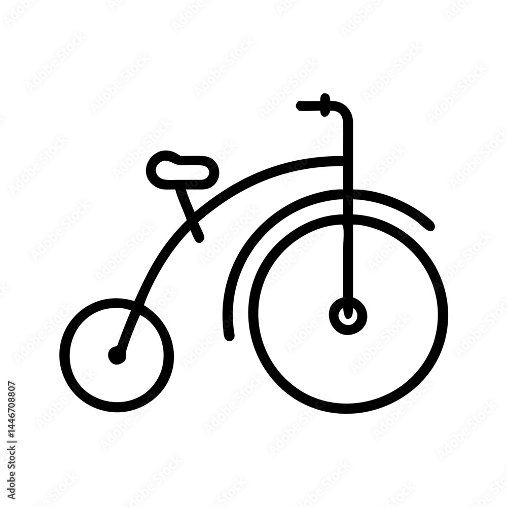 Minimalist Unicycle Vector Icon, Black Line Art Design Minimalist Unicycle Vector Icon, Black Line Art Design