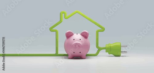 Saving Energy for a Sustainable Home Piggy Bank Concept
