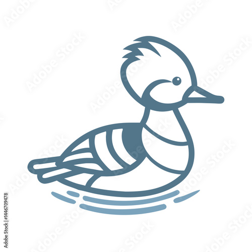 Stylized Hooded Merganser Duck Vector Illustration