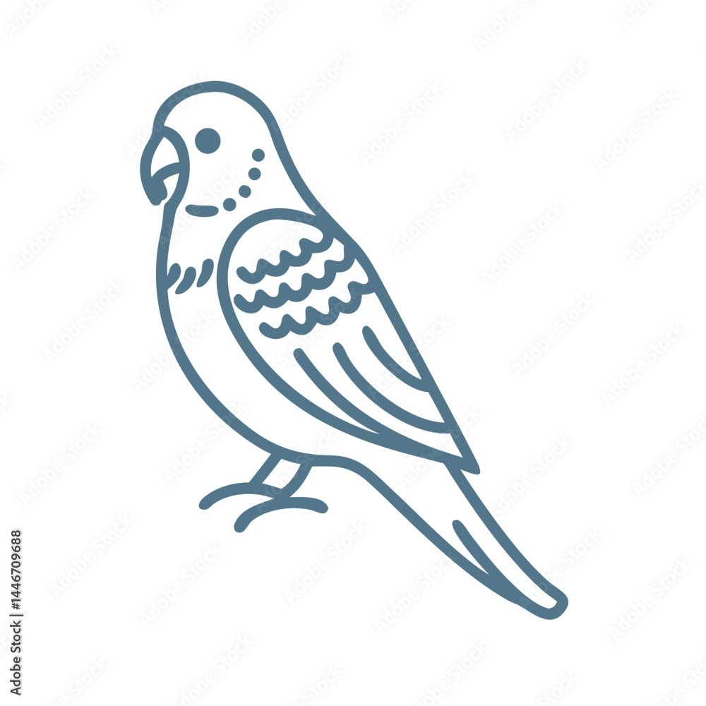 Fototapeta premium Minimalist Budgerigar Line Art Illustration