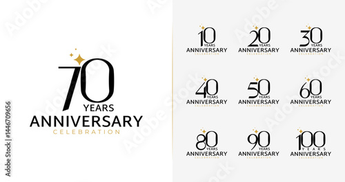 Elegant anniversary logo collection. Number symbol with minimal and luxury style for celebration icon