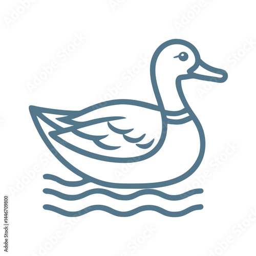 Minimalist Mallard Duck Swimming Line Art
