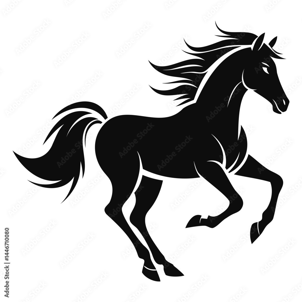 Minimalist horse in full gallop silhouette vector isolated on transparent background Minimalist horse in full gallop silhouette vector isolated on transparent background