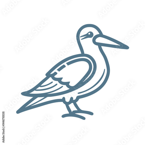 Black Skimmer Bird Illustration, Simple Line Art