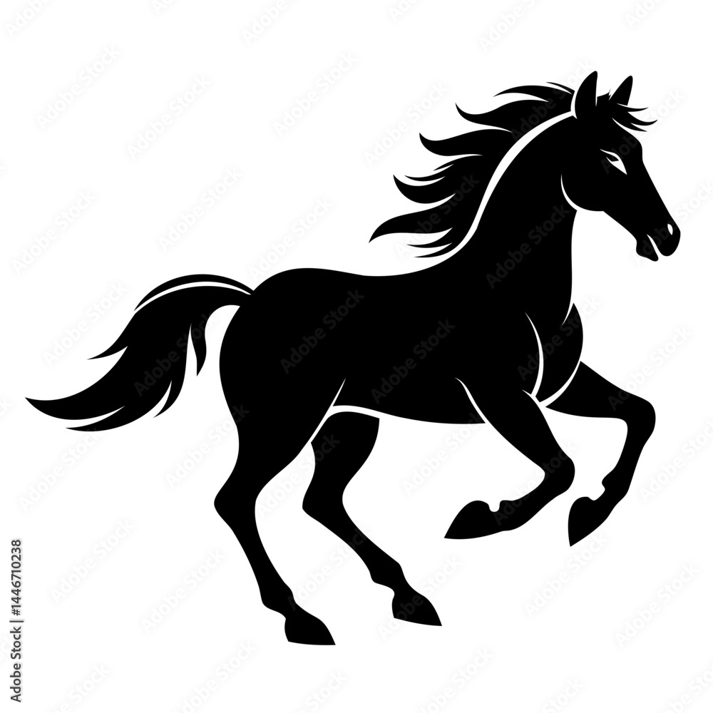 Dynamic horse silhouette in full gallop, isolated on a transparent background Dynamic horse silhouette in full gallop, isolated on a transparent background