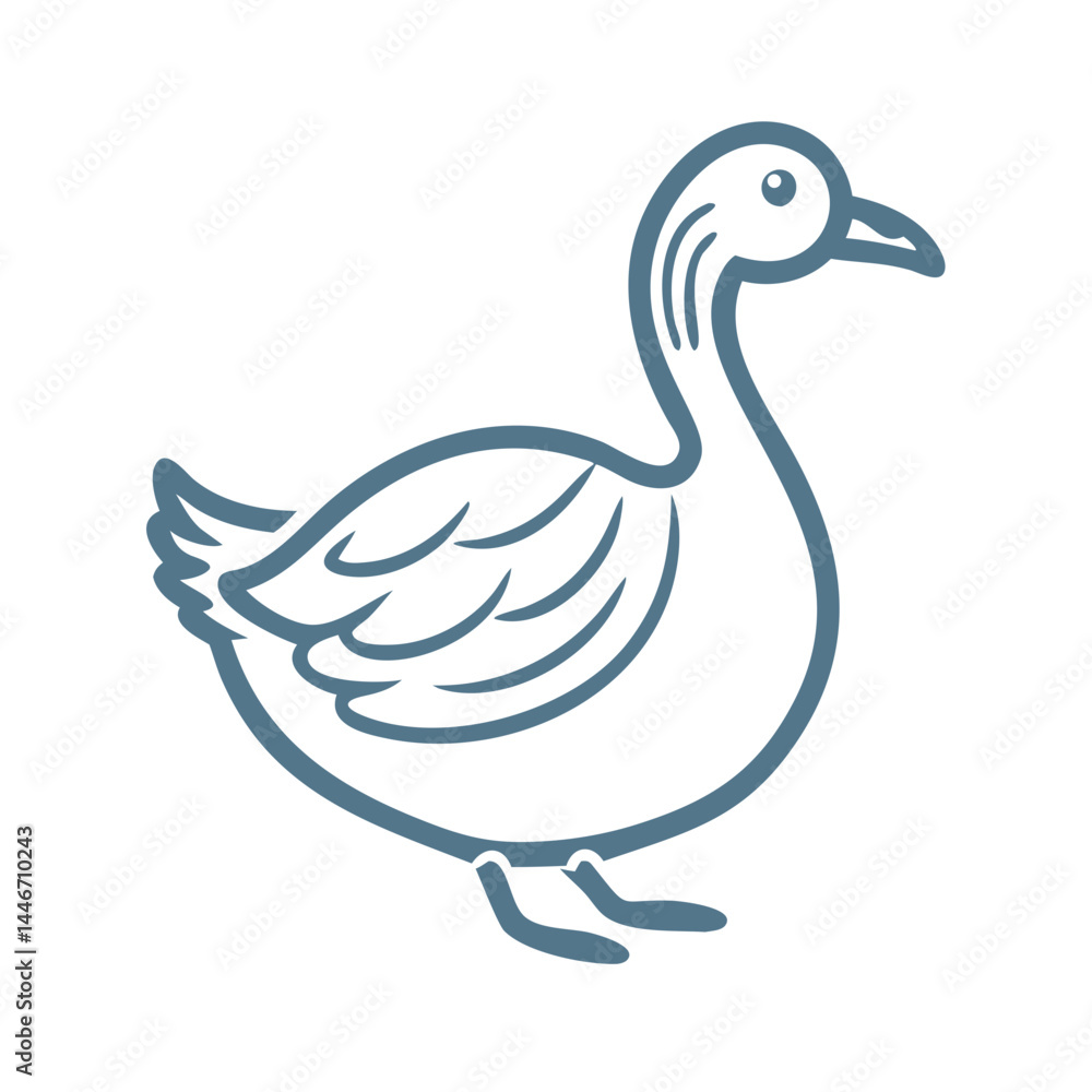 Obraz premium American Coot Line Art Illustration Icon