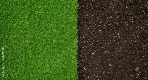 Wallpaper Mural A stark contrast between lush green grass and dark brown soil Torontodigital.ca