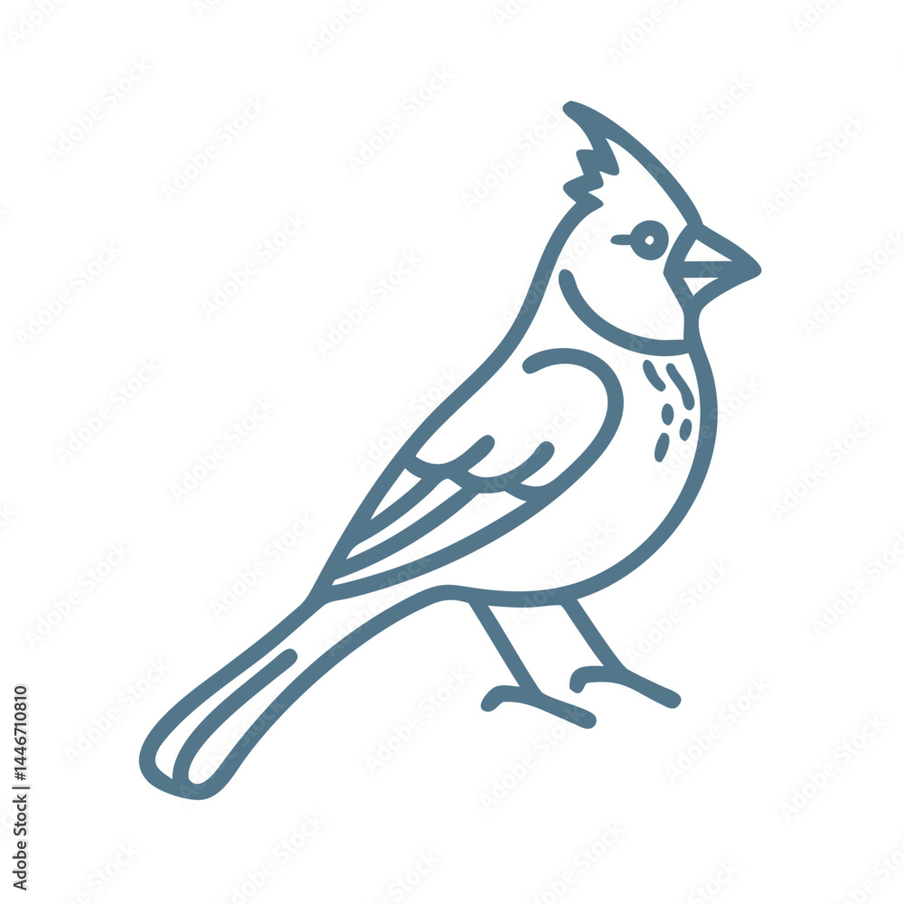 Fototapeta premium Northern Cardinal Outline Icon, Vector Illustration