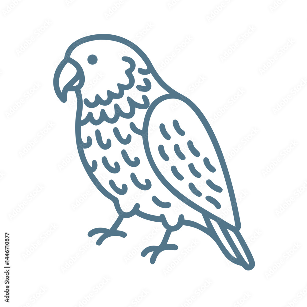 Fototapeta premium Kakapo Outline Illustration, Flightless Parrot Icon