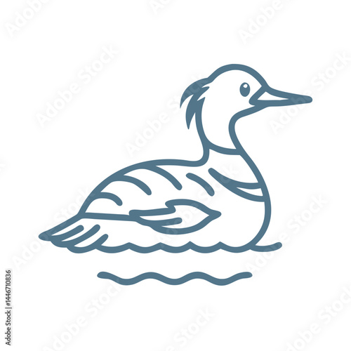 Common Merganser Duck Line Art Illustration