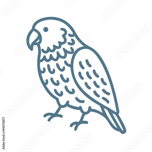 Kakapo Outline Illustration, Flightless Parrot Icon