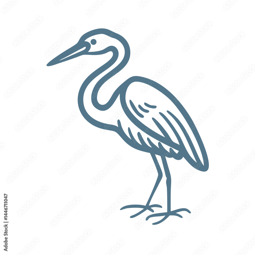 Obraz premium Elegant Great Blue Heron Line Art Illustration