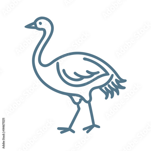 Rhea Bird Outline Icon, Minimalist Style