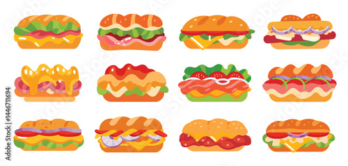 Twelve Delicious Sub Sandwiches Variety Pack Illustration