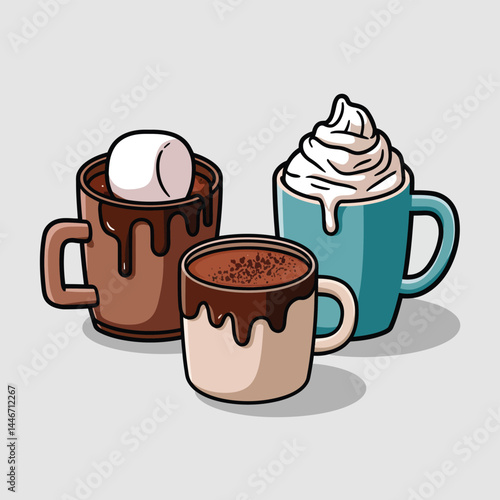 Three Delicious Hot Chocolate Drinks with Toppings