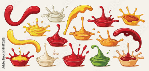 Cartoon Sauces Splashes and Drizzles Collection