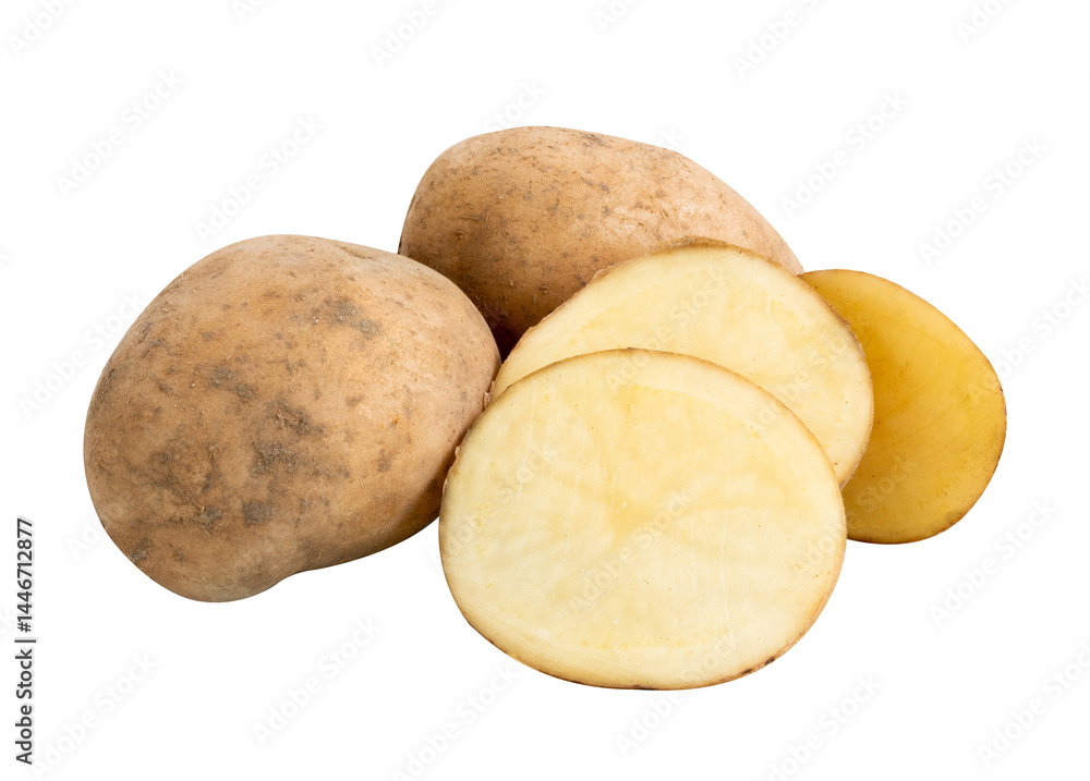 group of potatoes isolated on white background group of potatoes isolated on white background