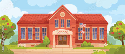 Charming Red Brick Elementary School Building Exterior