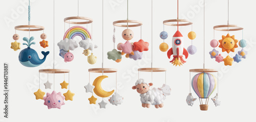 Adorable Baby Crib Mobiles Collection Pastel Colors