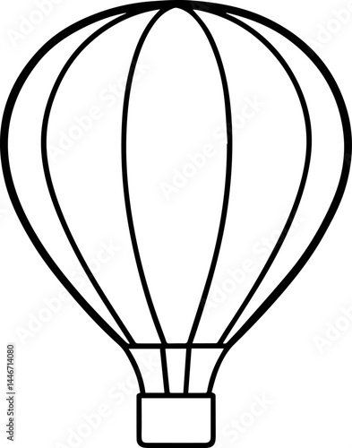 hot air balloon outline vector illustration line art coloring book page