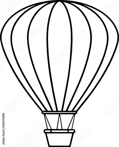 hot air balloon outline vector illustration line art coloring book page
