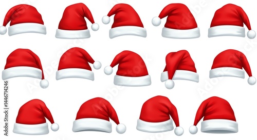 Free Download Classic Red Santa Hats: A Festive Collection of Realistic Illustrations - GFXLoad