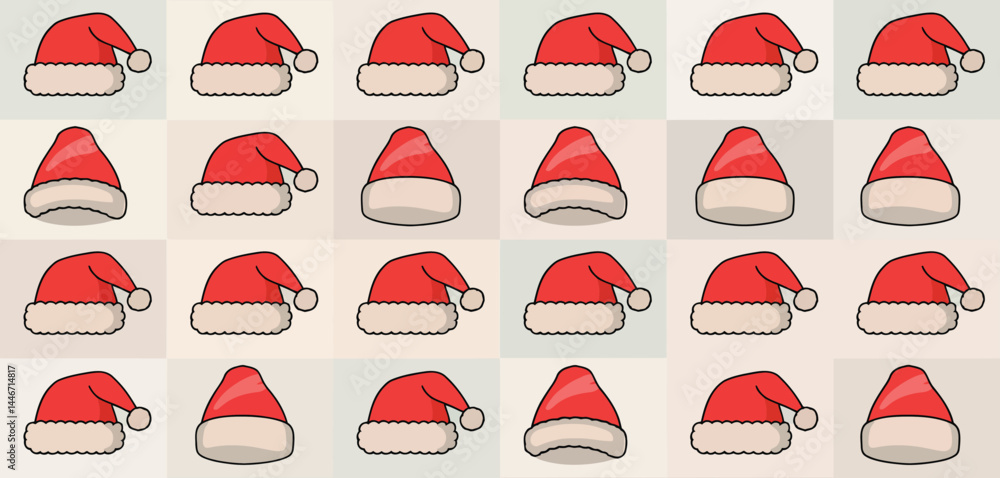 Multiple Views of Santa Hats Christmas Festive Pattern Multiple Views of Santa Hats Christmas Festive Pattern