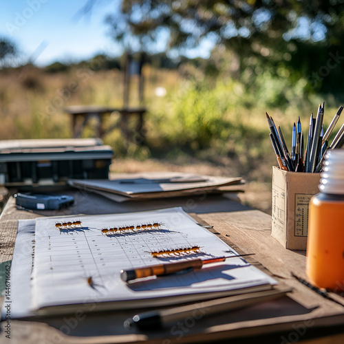 Field desk observation of aofthanit savanna termite study in natural environment