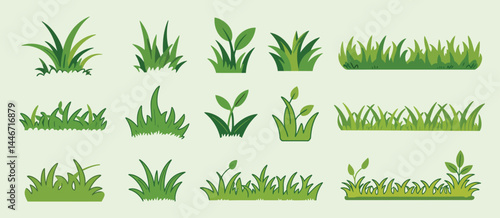 Collection of Green Grass Illustrations for Design
