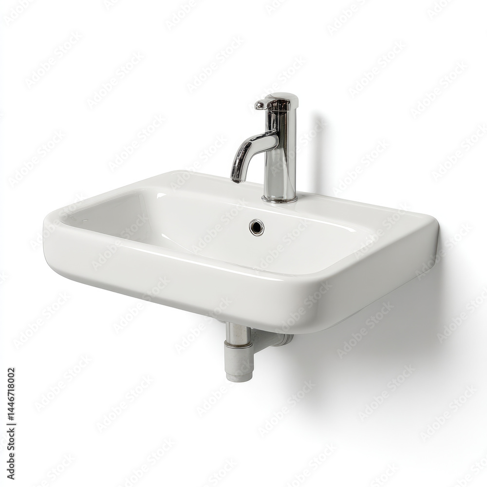 Fototapeta premium Modern white wall mounted ceramic sink