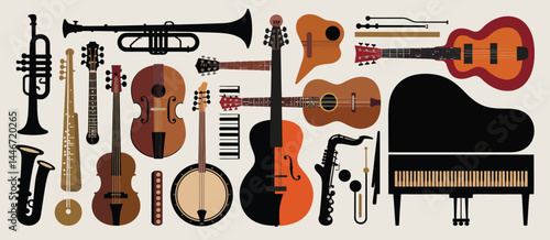 Collection of Musical Instruments Vector Illustration