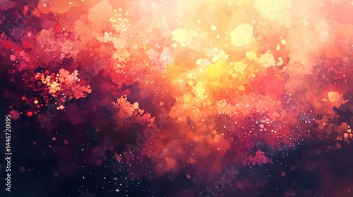 A vibrant, abstract painting showcasing a dynamic interplay of colors.