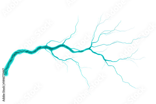 Abstract Transparent Background 3D Illustration of a Glowing Blue River Network