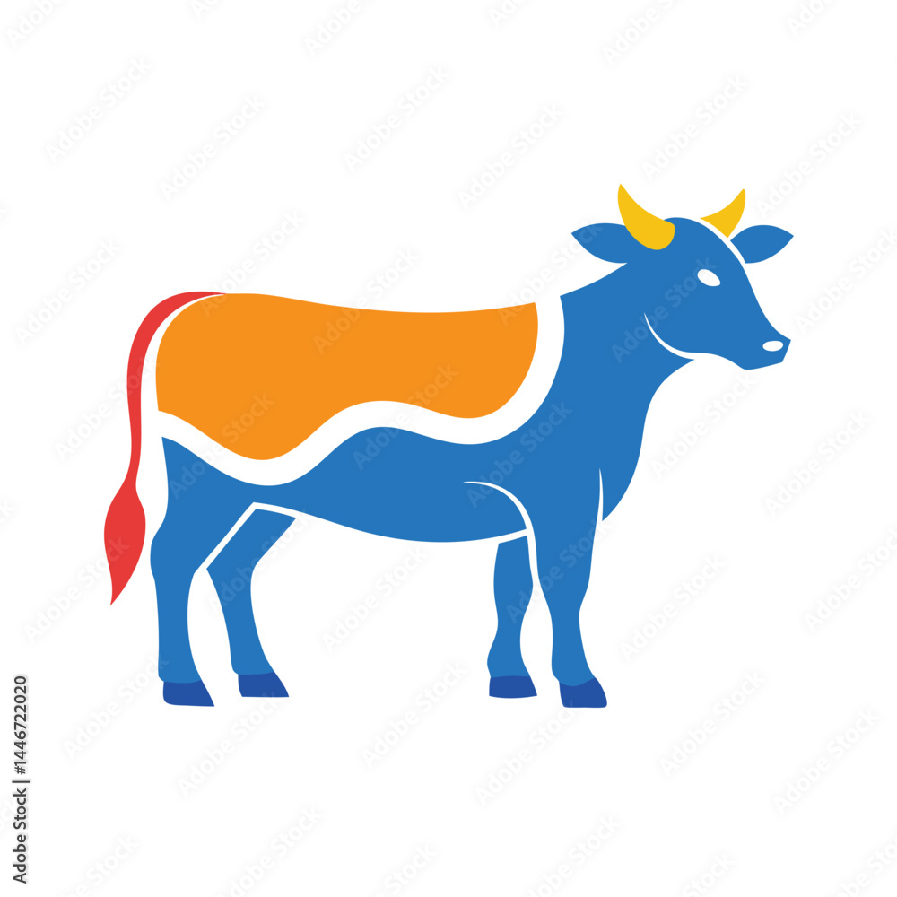 Fototapeta premium Silhouette-color-cow-logo-icon-vector-illustration