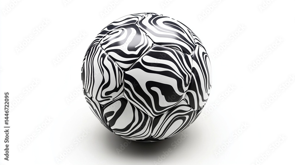 Black and white abstract swirl patterned soccer ball. Black and white abstract swirl patterned soccer ball.
