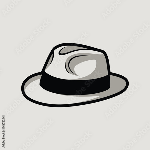 Classic Grey Fedora Hat Illustration Design