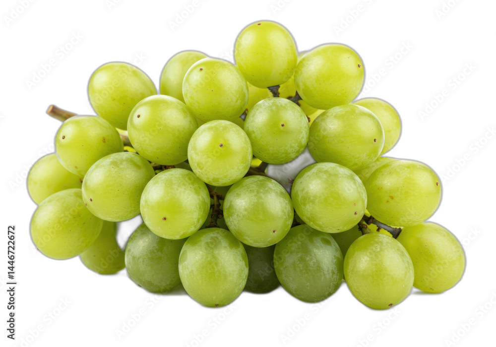 Bunch of green grapes with leaves, isolated on transparent background. Bunch of green grapes with leaves, isolated on transparent background.